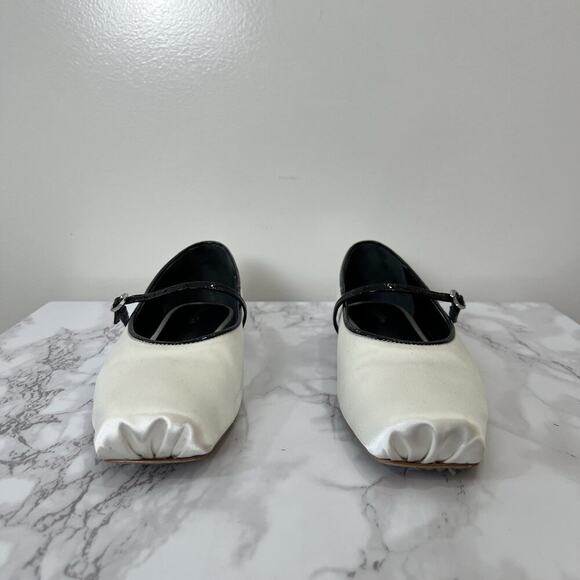 Reformation Womens Mariella Mary Jane Ballet Flats Size 5.5 Black White Minimal - Picture 2 of 15